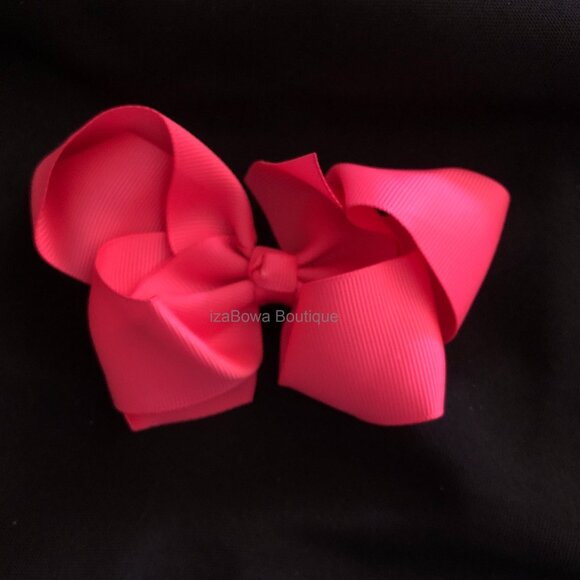Neon Pink 4" Boutique Bow  HANDCRAFTED    -kids- - Picture 1 of 2